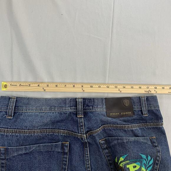 Phat Farm Jeans Men 36x30 Straight Denim Pants Fade Baggy Rap Vintage Y2K Adult - Picture 11 of 12